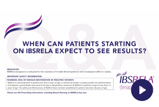 When can patients starting on IBSRELA expect to see results?