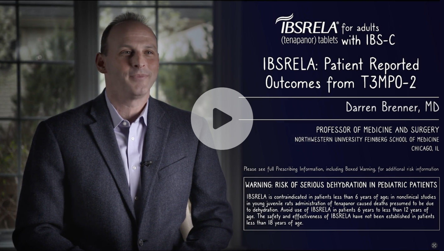 Dr. Darren Brenner discusses treatment satisfaction with IBSRELA and quality-of-life improvement