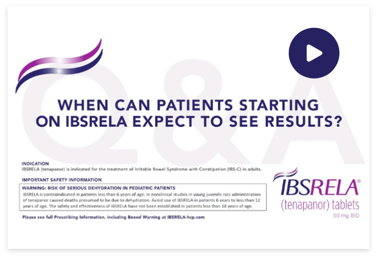 When can patients on IBSRELA expect to see results?