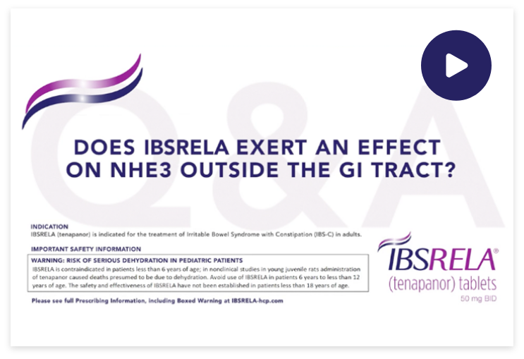 Does IBSRELA exert an effect on NHE3 outside the GI tract?