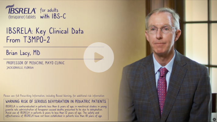 Dr. Brian Lacy reviews important clinical data for IBSRELA from T3MPO-2