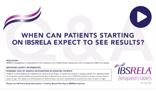 When can patients on IBSRELA expect to see results?